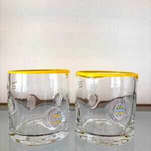 Set of 2 EASTER EGG Icon Double Old Fashioned Glasses Chic Spring Barware NEW